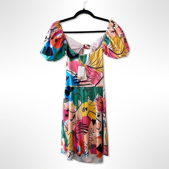 Agua Bendita Amber mini Dress x Revolve Bold print spandex swim Sz L NWT $248 - Picture 9 of 12